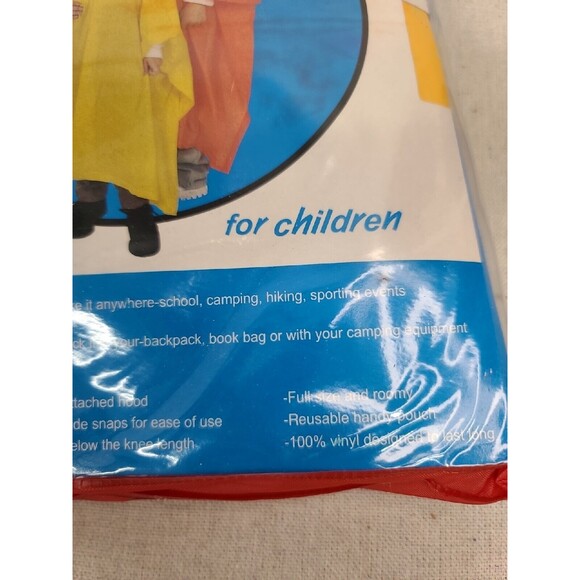 New 2 Pack Rainkist Poncho For Children Unisex Yellow Heavy Vinyl Side Snaps - Picture 5 of 8